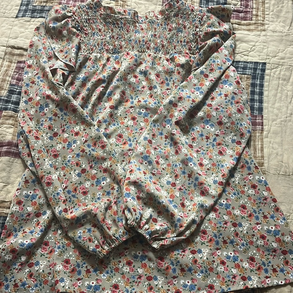 Floral tan blouse